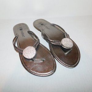 Chatties Silver Thong Flip Flops With Bling